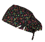 Short Hair Surgical Cap with with Buttons and Adjustable Laces - Coloured Musical Notes