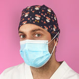 Short Hair Surgical Cap with with Buttons and Adjustable Laces - Frida