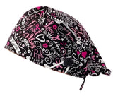 Short Hair Surgical Cap with with Buttons and Adjustable Laces - Girls Fight