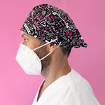 Short Hair Surgical Cap with with Buttons and Adjustable Laces - Girls Fight