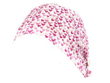 Short Hair Surgical Cap with with Buttons and Adjustable Laces - Hearts over White