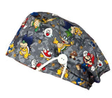 Short Hair Surgical Cap with with Buttons and Adjustable Laces - Mario