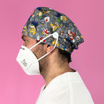 Short Hair Surgical Cap with with Buttons and Adjustable Laces - Mario