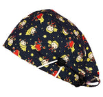 Short Hair Surgical Cap with with Buttons and Adjustable Laces - Marvel Captain