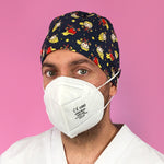 Short Hair Surgical Cap with with Buttons and Adjustable Laces - Marvel Captain