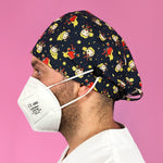 Short Hair Surgical Cap with with Buttons and Adjustable Laces - Marvel Captain