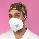 Short Hair Surgical Cap with with Buttons and Adjustable Laces - N·U·R·S·E·S