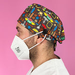 Short Hair Surgical Cap with with Buttons and Adjustable Laces - N·U·R·S·E·S