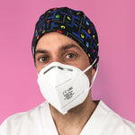 Short Hair Surgical Cap with with Buttons and Adjustable Laces - Pacman
