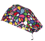 Short Hair Surgical Cap with with Buttons and Adjustable Laces - Paisley