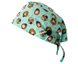 Short Hair Surgical Cap with with Buttons and Adjustable Laces - Potter Girls