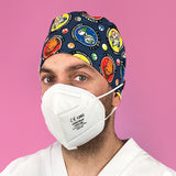 Short Hair Surgical Cap with with Buttons and Adjustable Laces - Marine Rebel Staff