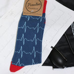 Cotton Socks Nurse Doctor Hospital Work & Travel EKG Pulsations Blue Unisex