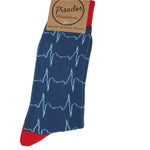 Cotton Socks Nurse Doctor Hospital Work & Travel EKG Pulsations Blue Unisex