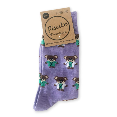 Cotton Socks Nurse Doctor Hospital Work & Travel Koala Violet Unisex