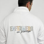 Personalised Custom Name Men Fleece Jacket White Design 1 Nurse in Process