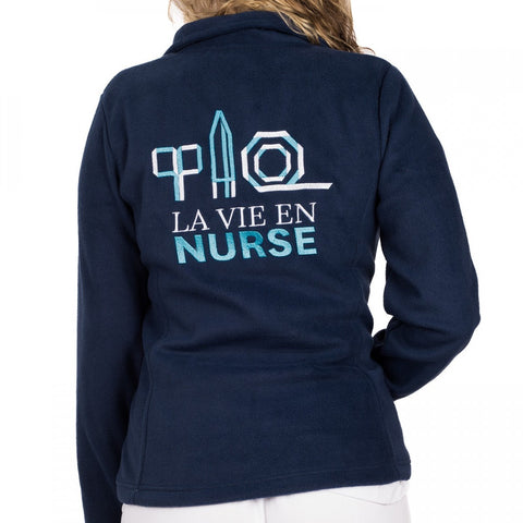 Personalised Custom Name Women Fleece Jacket Navy Blue Design 1 Nurse