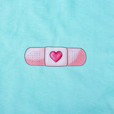 Women's Fitted Eco-Friendly T-Shirt Band-Aid Aqua Organic Cotton El arte de cuidar" ("The Art of Caring")