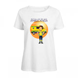 Women's Fitted Medical T-Shirt Batallas de Una Ambulancia White 100% Cotton