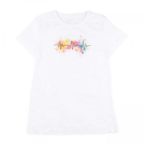 Women's Fitted T-Shirt EKG White 100% Cotton