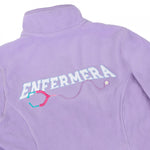 Personalised Custom Name Women Fleece Jacket Sweet Lavender Design 1 Healthcare Work Uniform Warm Polar Nurse