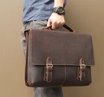 Doctors Briefcase Genuine Leather Laptop Bag For 17 Inch Double Layer