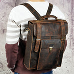 Real Leather Doctors Bag University Student School Book Backpack