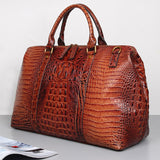 Fashion Doctors Bag Leather Travel Duffle Bag Unisex Alligator Pattern