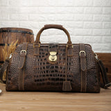 Genuine Leather Doctors Bag Large Capacity Wheels Duffle Bag Alligator Strip Trolley Case