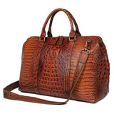 Fashion Doctors Bag Leather Travel Duffle Bag Unisex Alligator Pattern