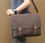 Doctors Briefcase Genuine Leather Laptop Bag For 17 Inch Double Layer