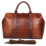 Fashion Doctors Bag Leather Travel Duffle Bag Unisex Alligator Pattern