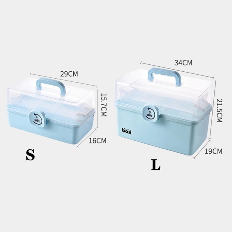 Large Capacity 3 Layer Folding Medicine Bins First Aid Kit